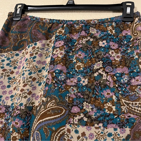Christopher & Banks S Brown w/ Multicolored Floral & Paisley Print Midi Skirt - Picture 4 of 8